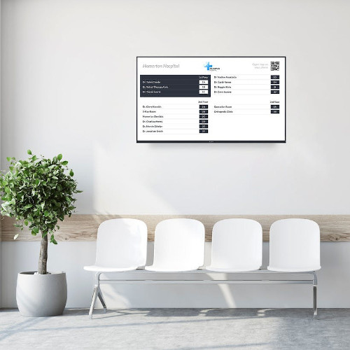 Digital information board in waiting room